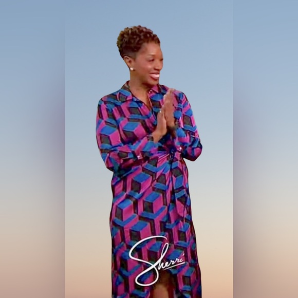 House of Harlow 1960 NWT Size Small Silky Geometric Print Wrap Maxi Dress (0369) - Picture 2 of 16